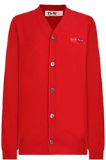 Comme Des Garcons PLAY MENS DOUBLE HEART CARDIGAN RED